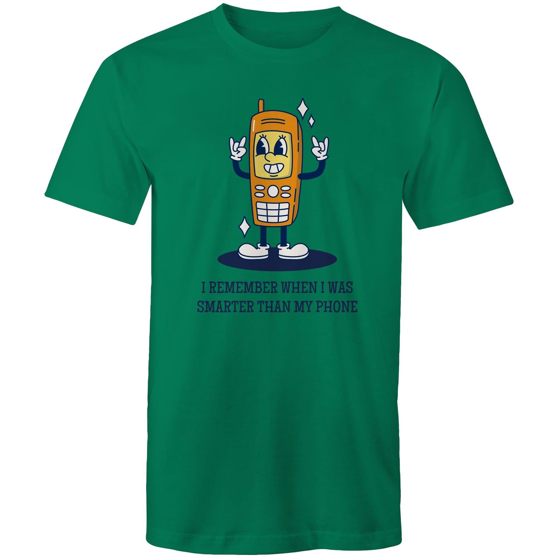 I Remember When I Was Smarter Than My Phone - Mens T-Shirt Kelly Green Mens T-shirt Retro Tech