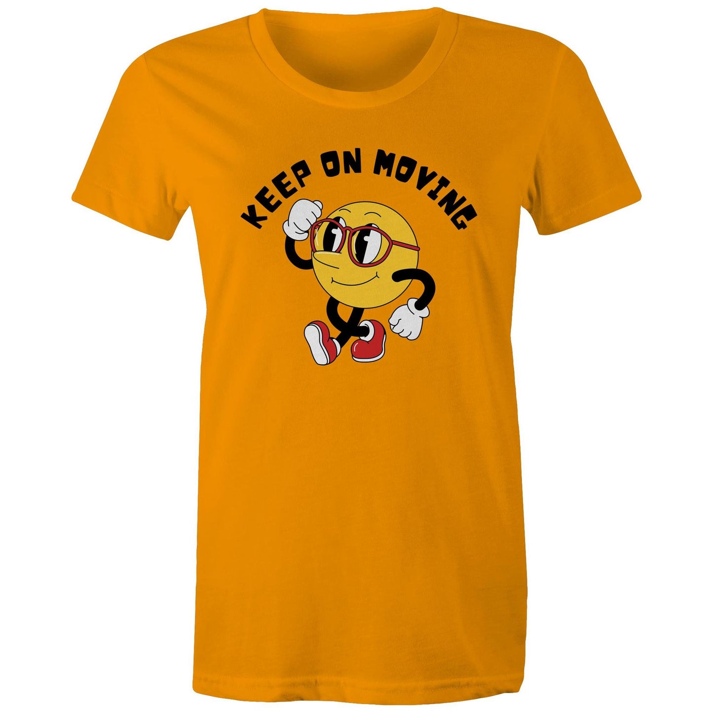 Keep On Moving - Womens T-shirt Orange Womens T-shirt Fitness Printed In Australia