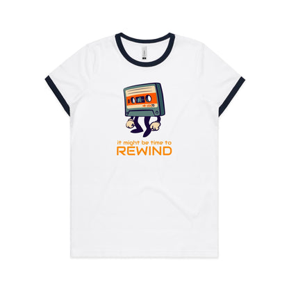 It Might Be Time To Rewind, Cassette Tape - Women's Ringer Tee