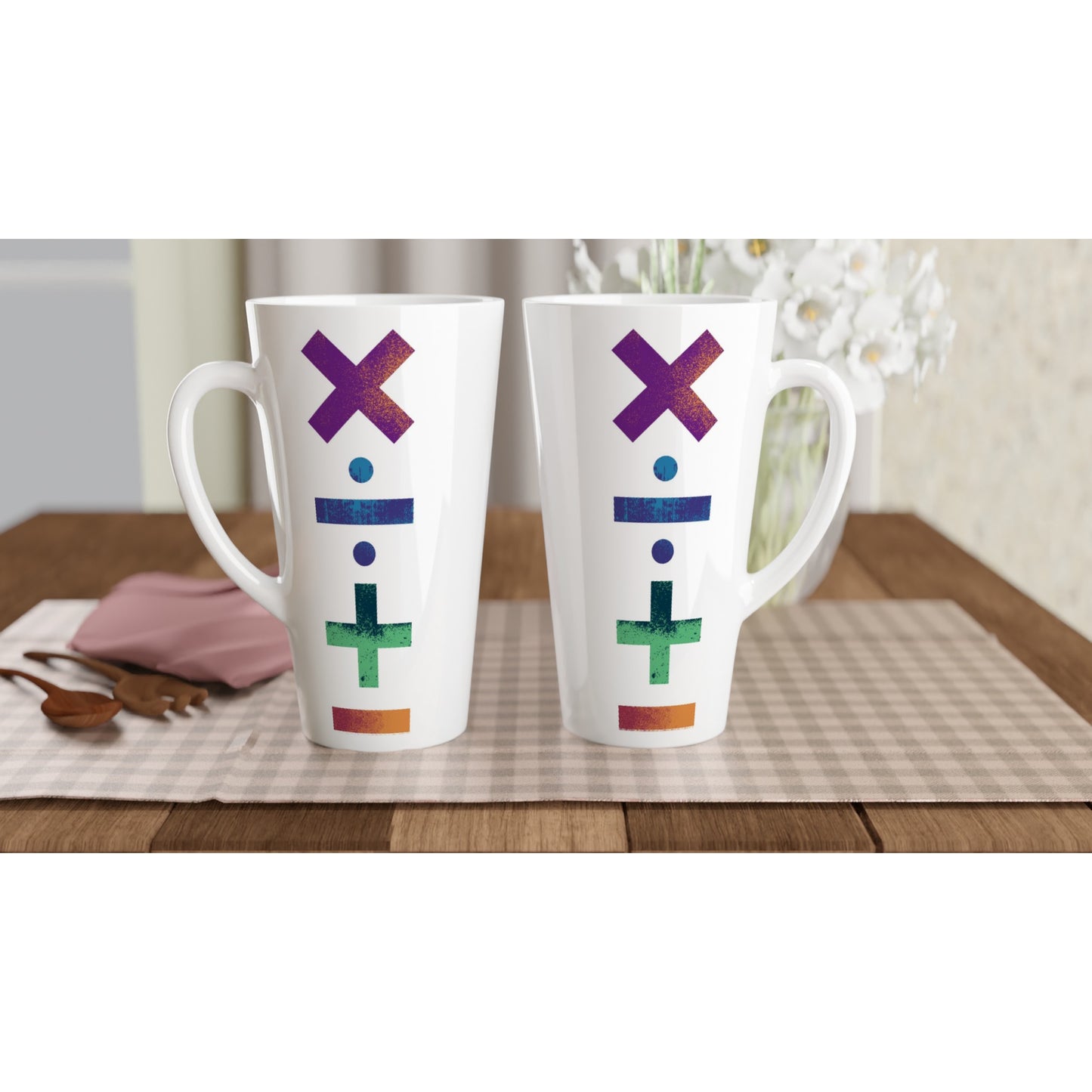 Math Symbols - White Latte 17oz Ceramic Mug Latte Mug Globally Fulfilled Maths Science