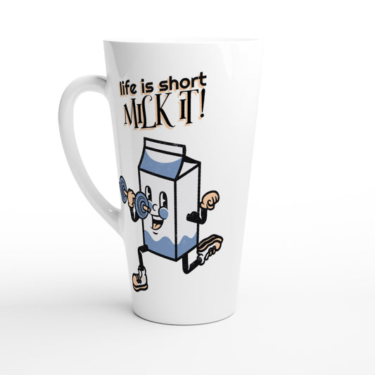 Life Is Short, Milk It - White Latte 17oz Ceramic Mug Default Title Latte Mug Fitness food Globally Fulfilled