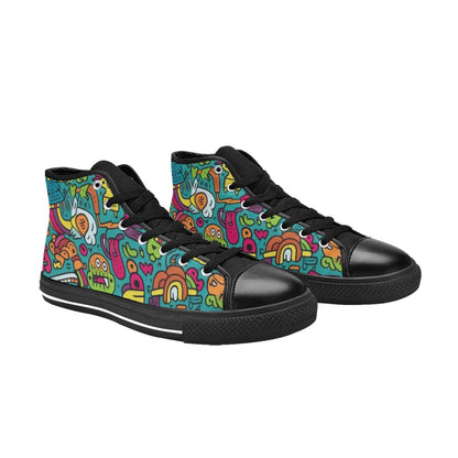 Crazy Characters - Kids High Top Canvas Shoes