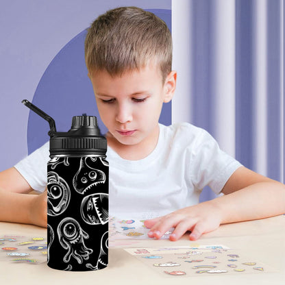 Monsters In Black And White Kids Water Bottle with Chug Lid (12 oz)