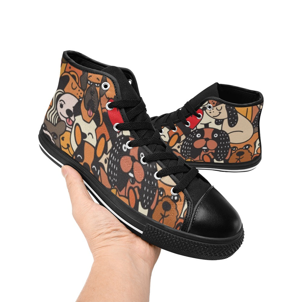 Dog Crowd - Women's High Top Canvas Shoes