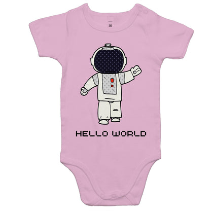 Astronaut, Hello World - Baby Bodysuit Pink Baby Bodysuit Space