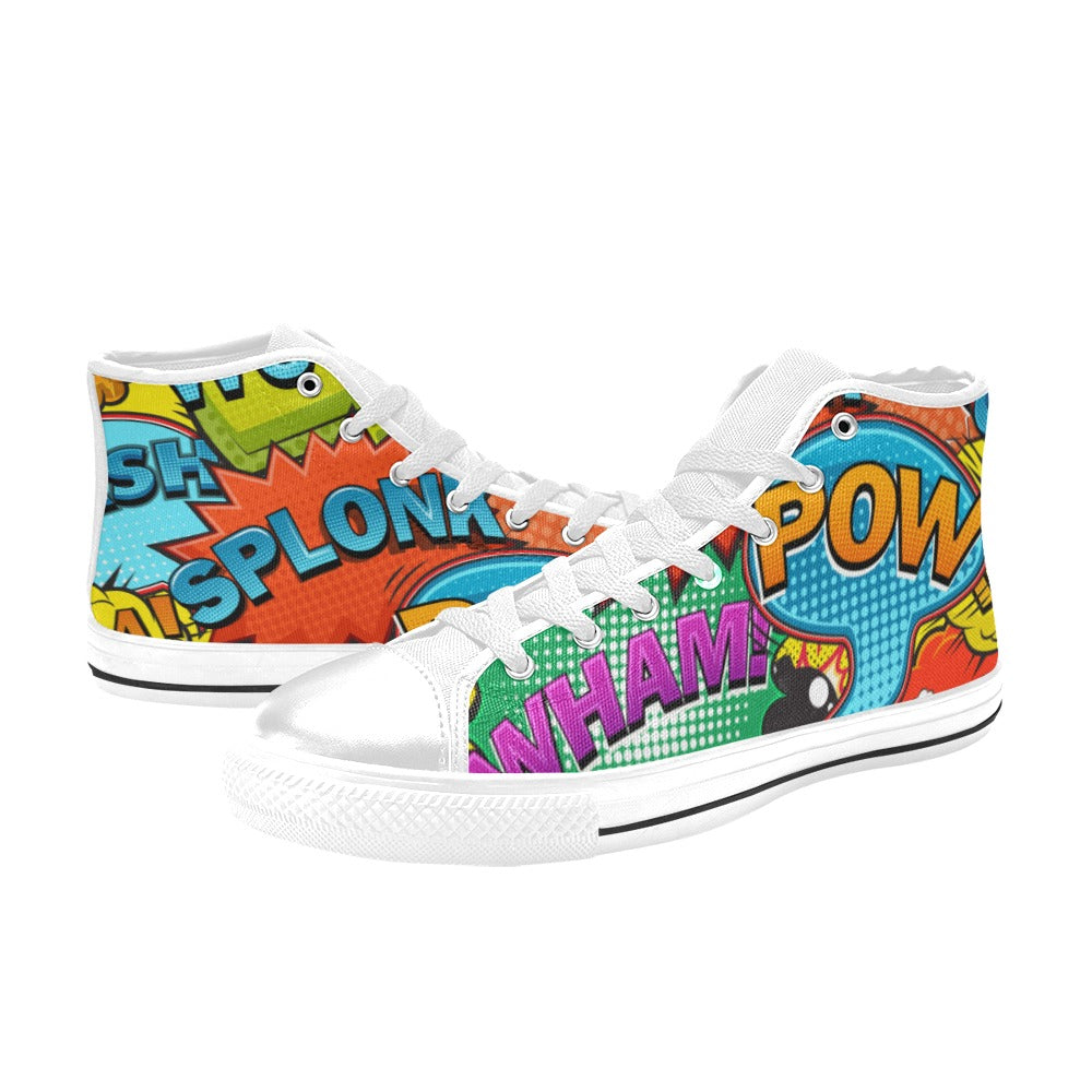 Comic Book 2 - Kids High Top Canvas Shoes