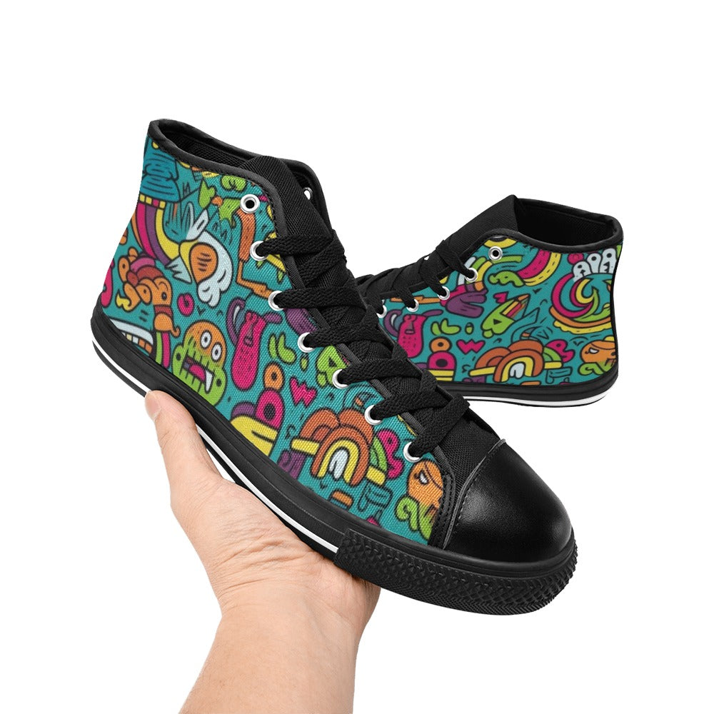 Crazy Characters - Kids High Top Canvas Shoes