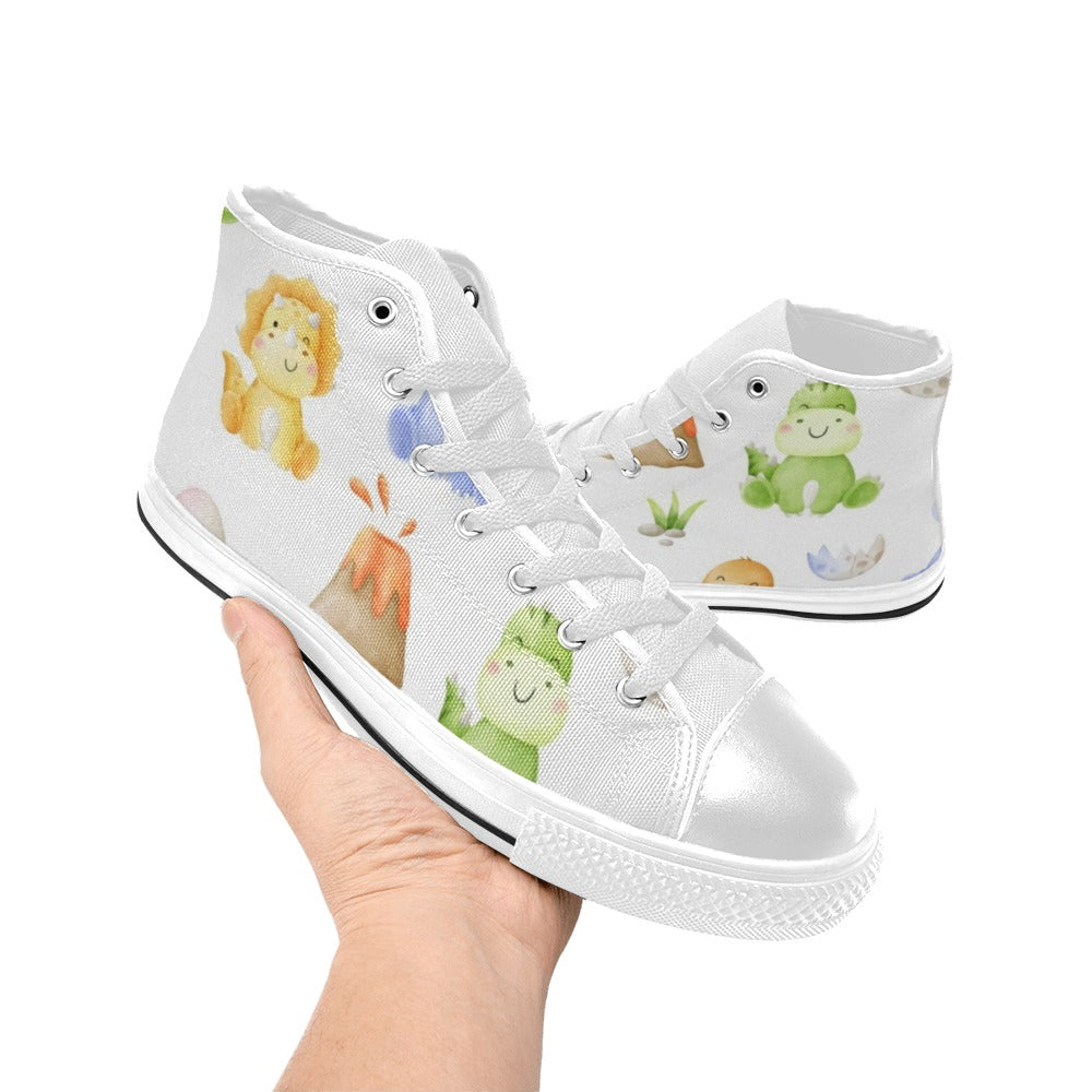 Hatching Dinosaurs - Kids' High Top Canvas Shoes