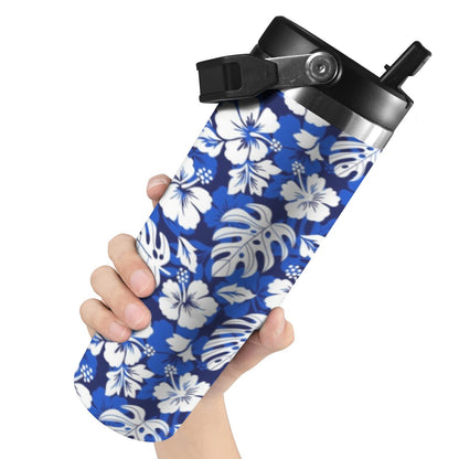 Blue Hawaiian Floral - 30oz Tumbler with Top Handle