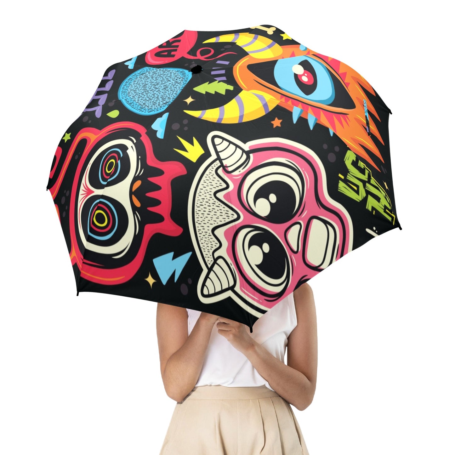 Monster Kids - Semi-Automatic Foldable Umbrella Semi-Automatic Foldable Umbrella Printed Offshore