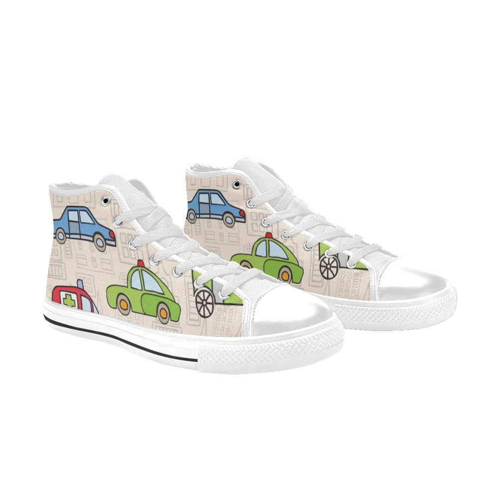 Kids Cars - Kids High Top Canvas Shoes