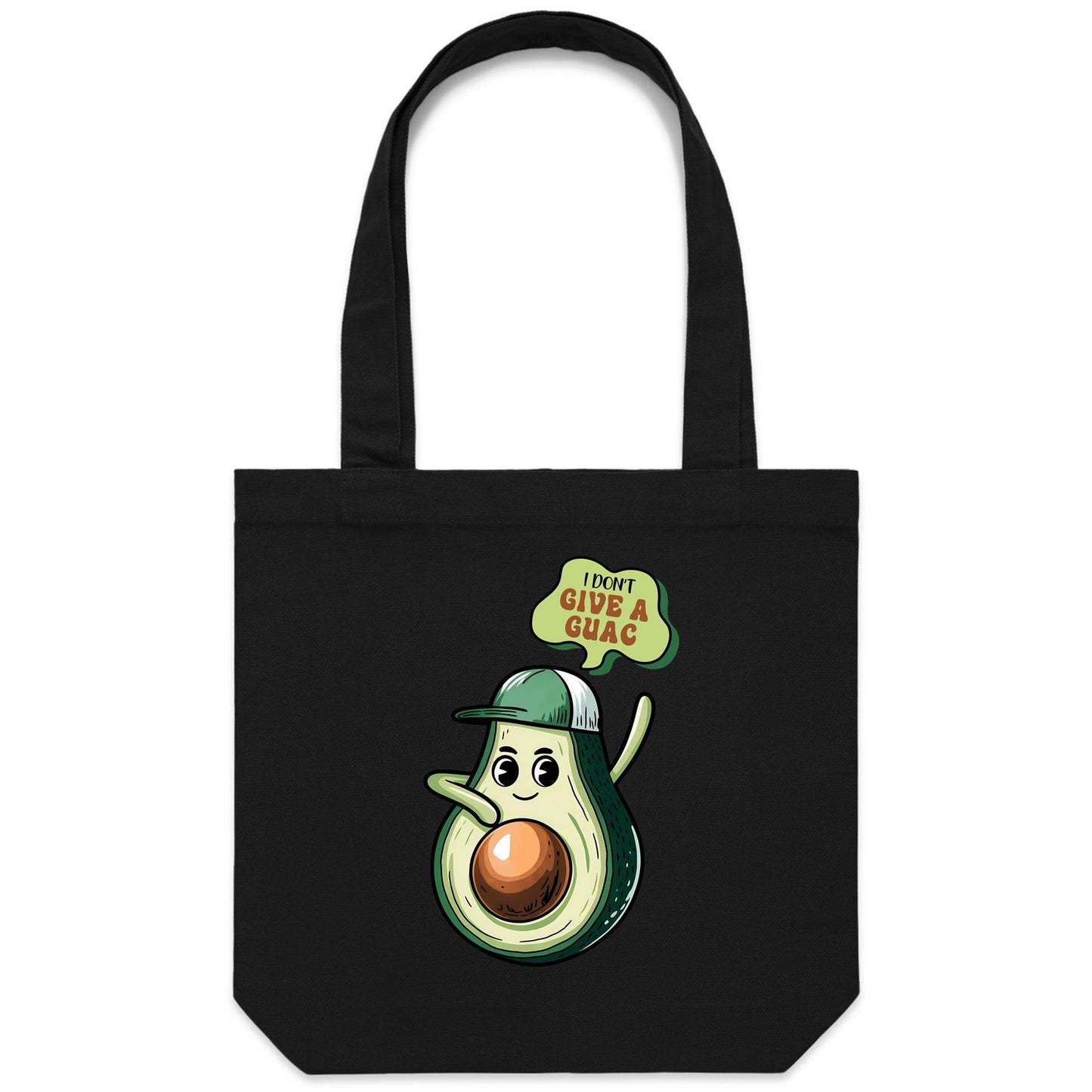 Avocado, I Don't Give A Guac - Canvas Tote Bag Black One Size Tote Bag Food Printed In Australia