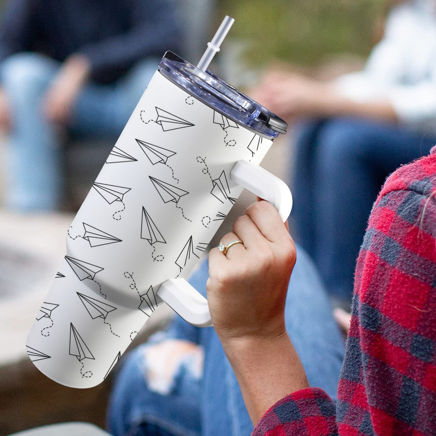 Paper Planes - 40oz Tumbler with White Handle