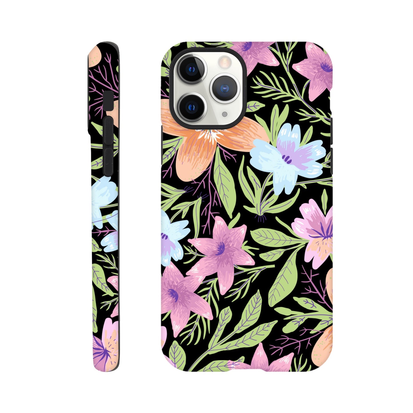 Black Floral - Phone Tough Case iPhone 11 Pro Phone Case Globally Fulfilled