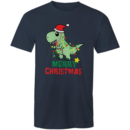 Dinosaur Santa, Merry Christmas - Mens T-Shirt