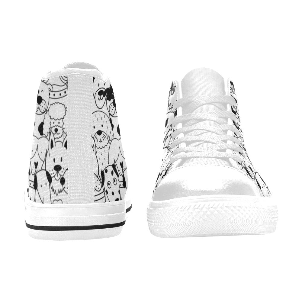 Black And White Dogs - Men's High Top Canvas Shoes