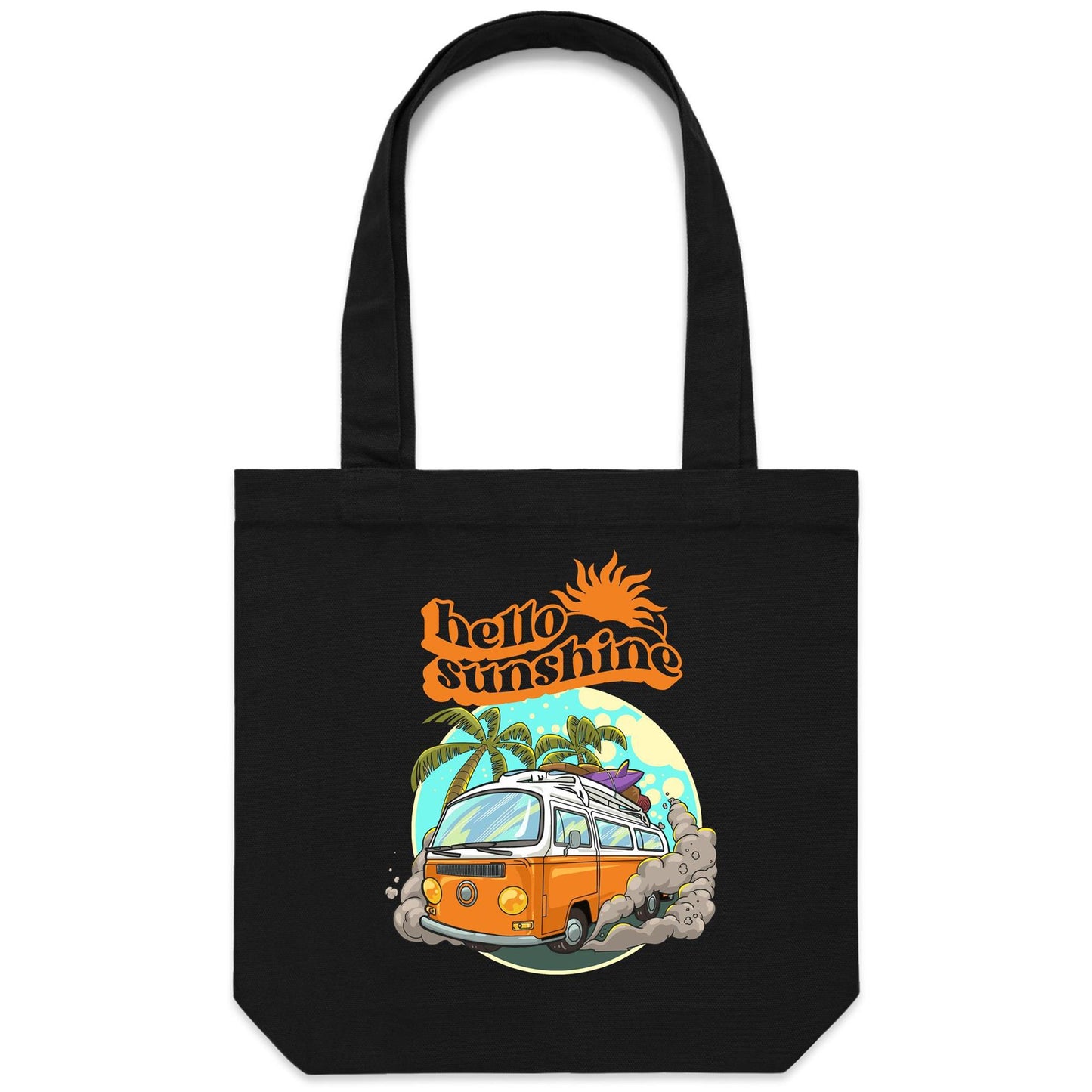 Hello Sunshine, Beach Van - Canvas Tote Bag