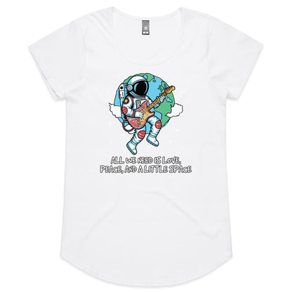 Astronaut, All We Need Is Love, Peace And A Little Space - Womens Scoop Neck T-Shirt