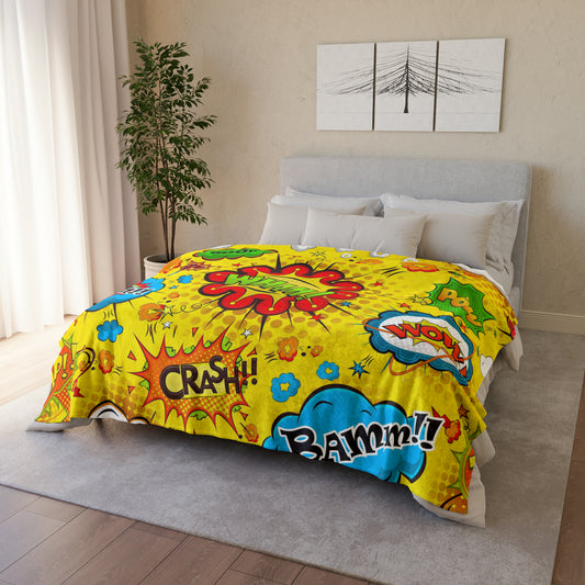 Comic Book Yellow - Soft Polyester Blanket 60" × 80" Blanket