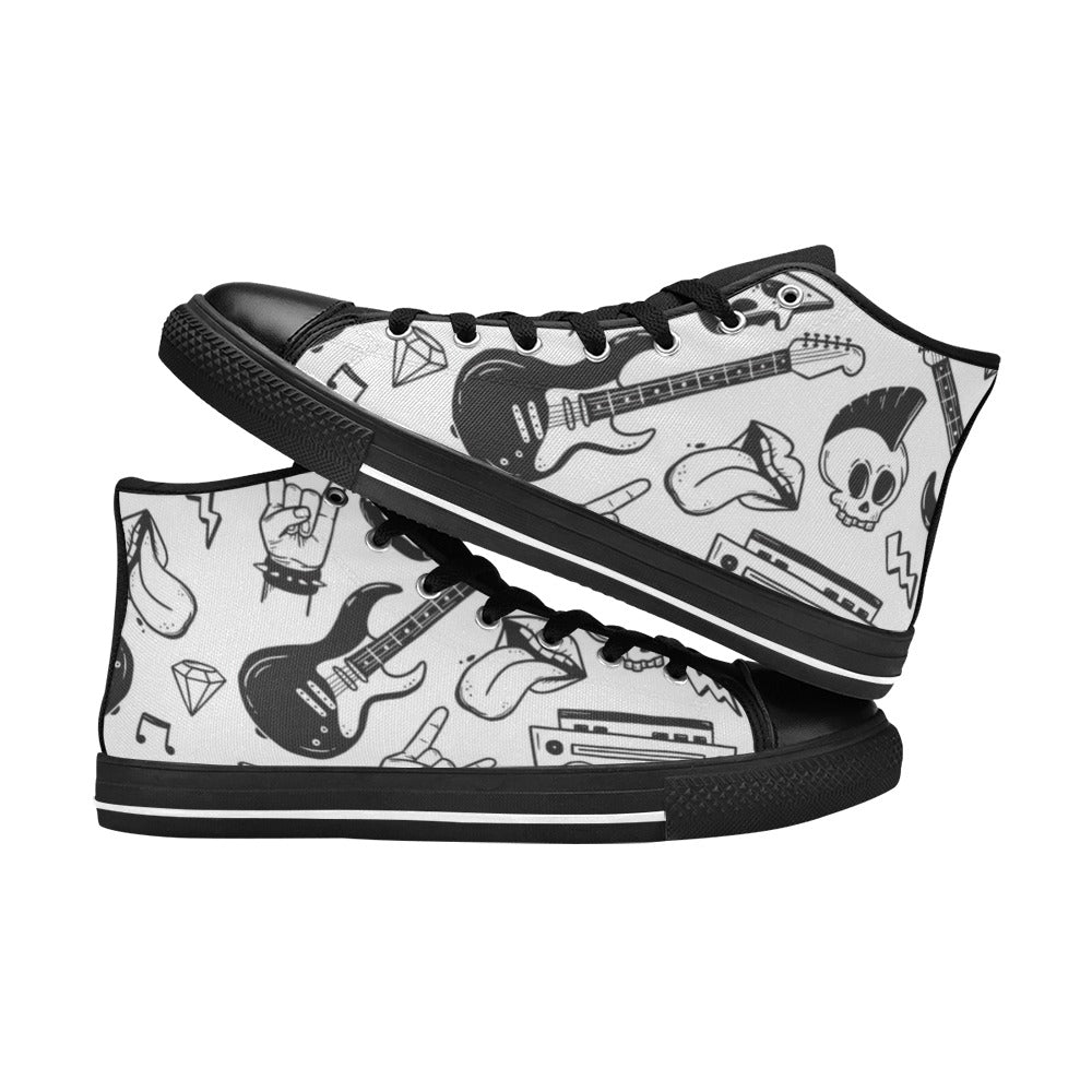 Rock Music - Men's High Top Canvas Shoes