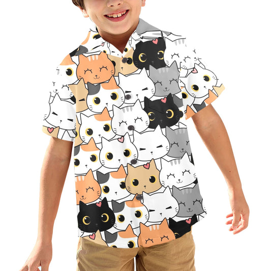 Cute Cartoon Cats - Junior Boys Hawaiian Shirt