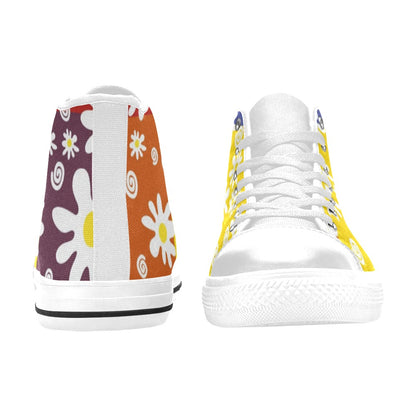 Floral Patchwork - Women's High Top Canvas Shoes