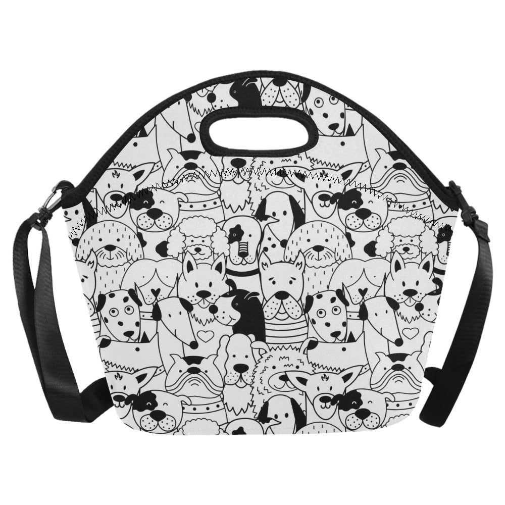 Black And White Dogs - Neoprene Lunch Bag/Large Neoprene Lunch Bag/Large animal Printed Offshore