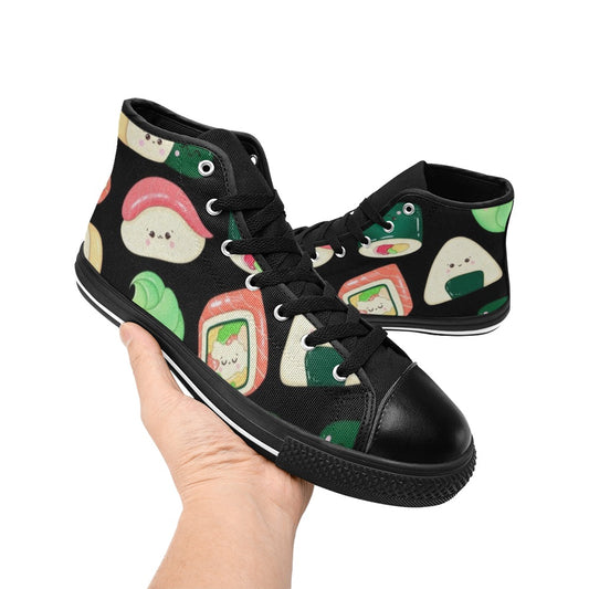 Happy Sushi - Kids High Top Canvas Shoes Kids High Top Canvas Shoes Food Printed Offshore