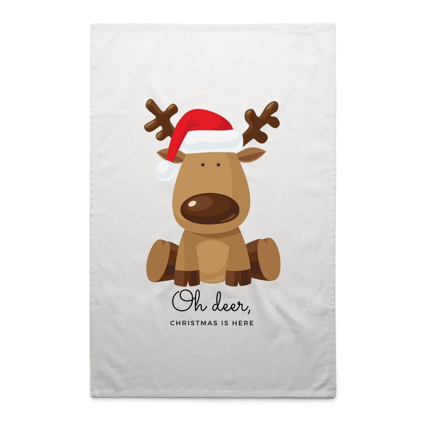 Oh Deer, Christmas Is Here, Reindeer - AS Colour Tea Towel