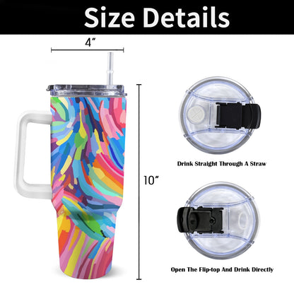 Brushstrokes - 40oz Tumbler with White Handle