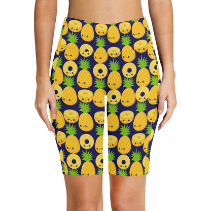 Happy Pineapples - Women's Bike Shorts Womens Bike Shorts Printed Offshore