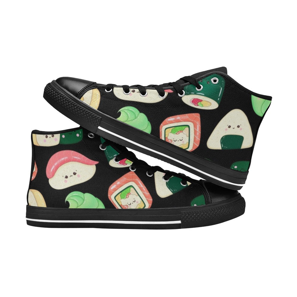 Happy Sushi - Kids High Top Canvas Shoes Kids High Top Canvas Shoes Food Printed Offshore