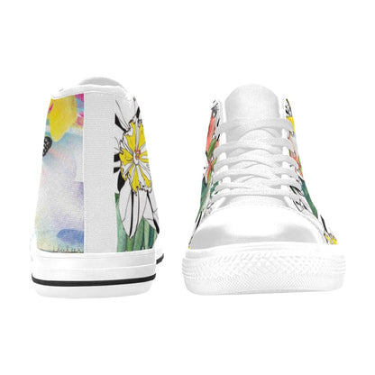 Floral Butterfly - Women's High Top Canvas Shoes