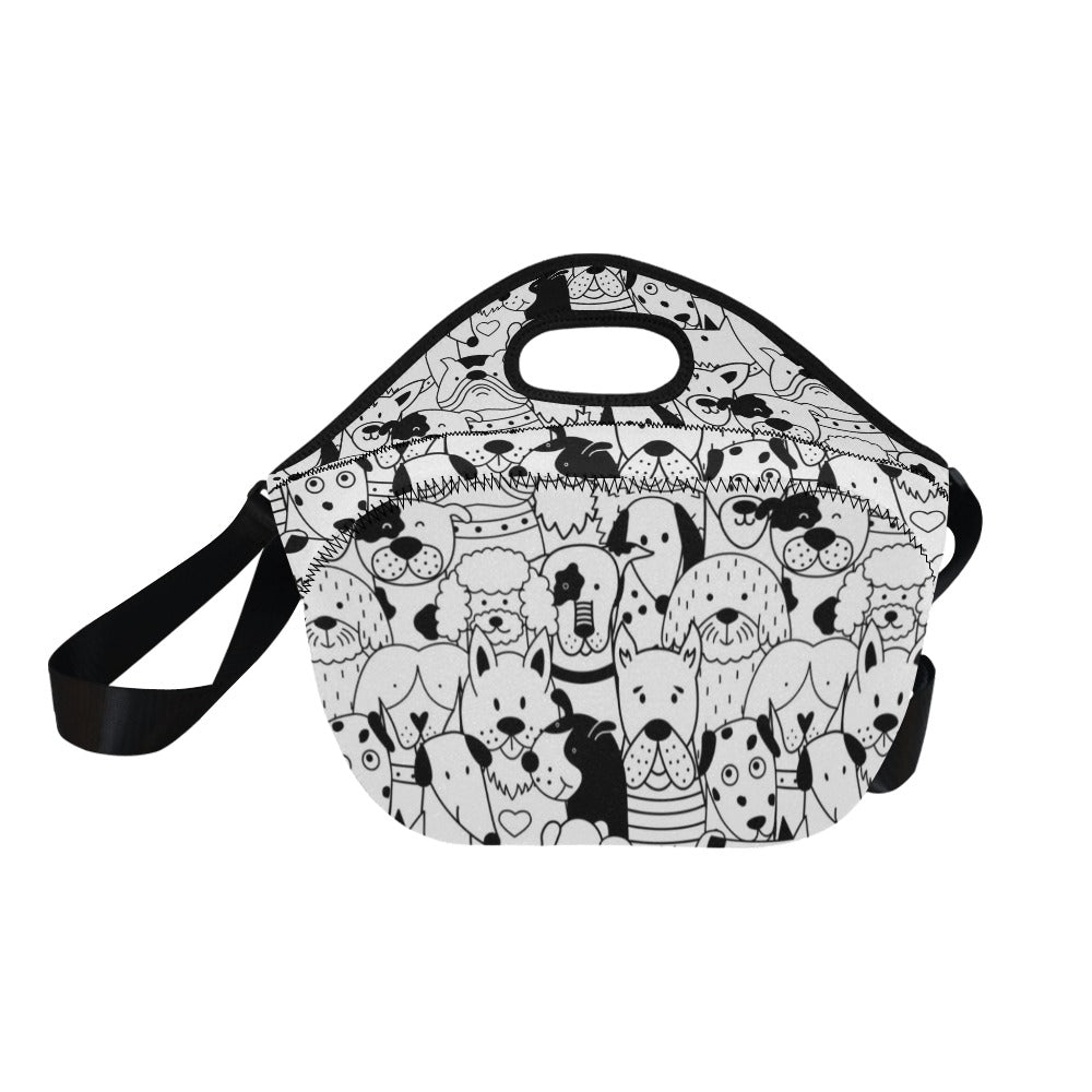 Black And White Dogs - Neoprene Lunch Bag/Large