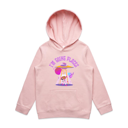 UFO, I'm Going Places - Youth Supply Hood Pink Kids Hoodie Sci Fi