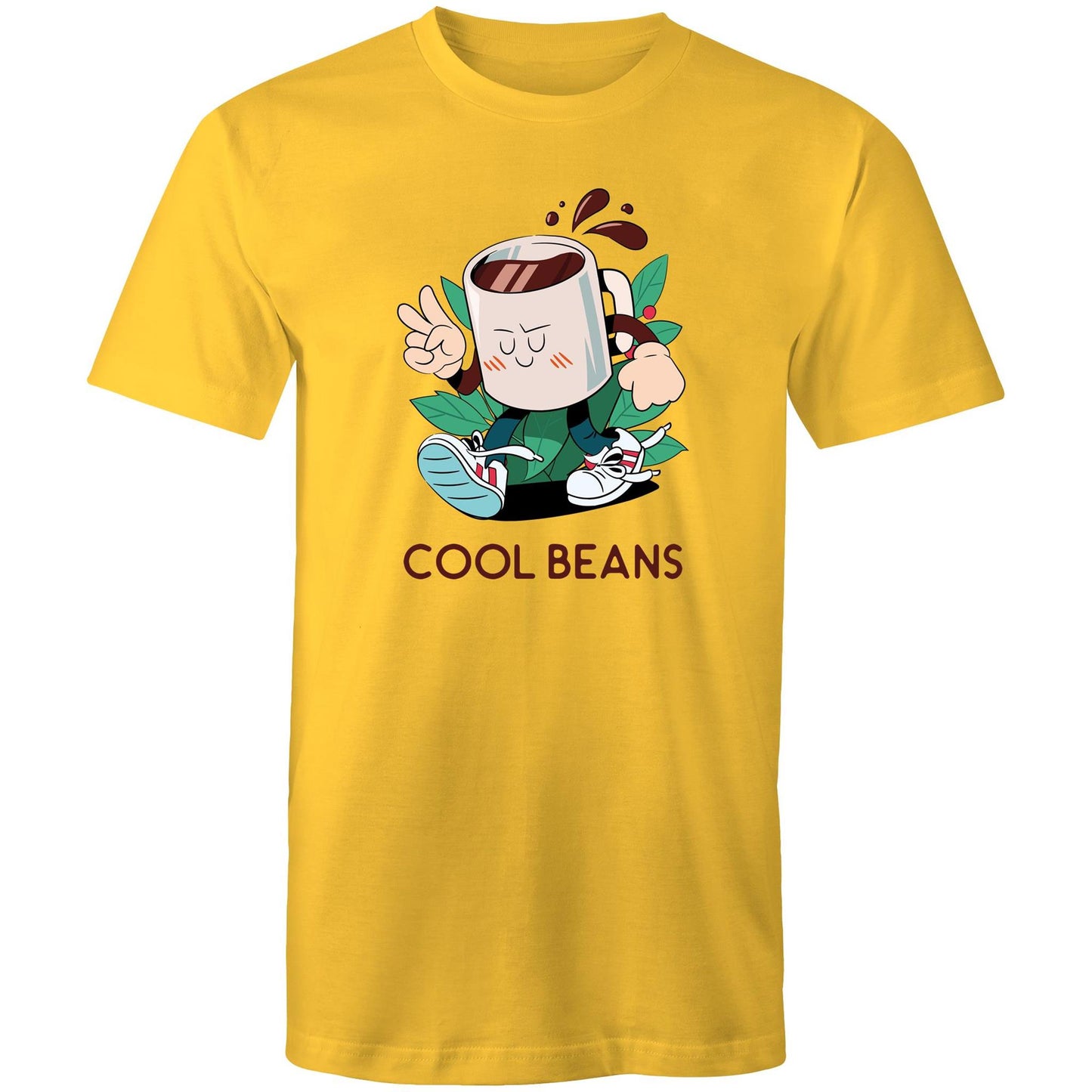Cool Beans - Mens T-Shirt Yellow Mens T-shirt Coffee