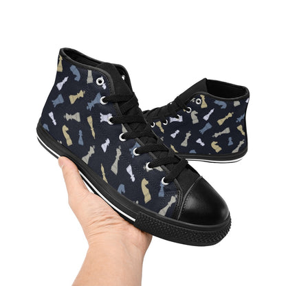 Chess Pattern - Women's High Top Canvas Shoes