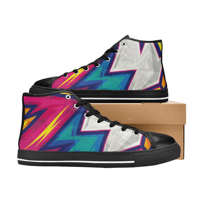 Abstract Bright - Men's High Top Canvas Shoes