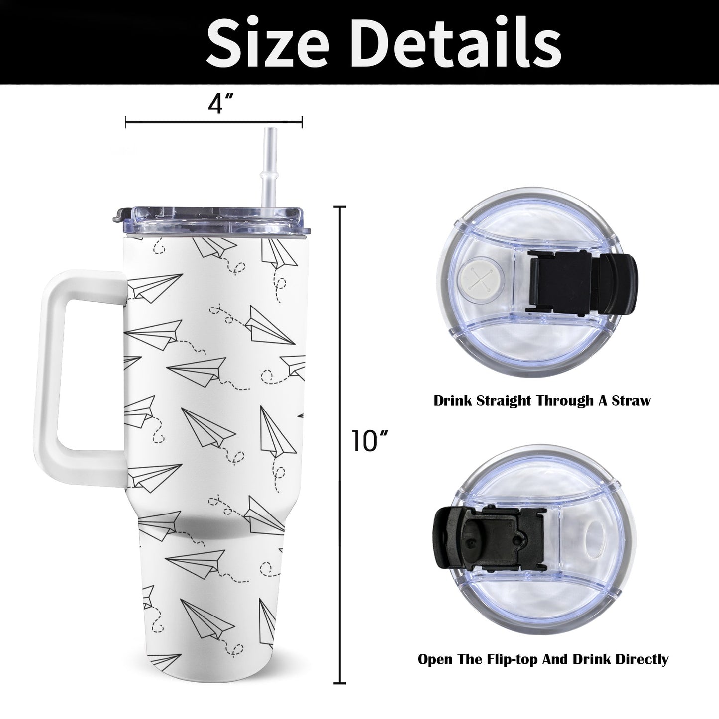 Paper Planes - 40oz Tumbler with White Handle