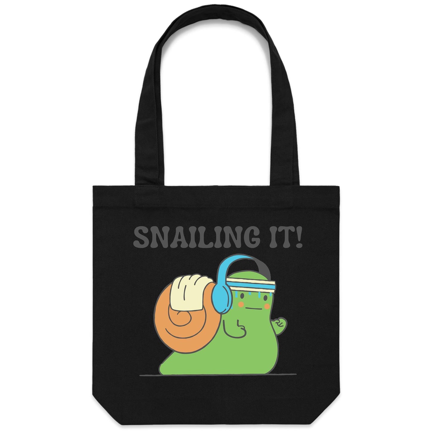 Snailing It - Canvas Tote Bag Black One Size Tote Bag Fitness Funny