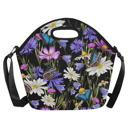 Butterfly Flowers - Neoprene Lunch Bag/Large Neoprene Lunch Bag/Large Printed Offshore