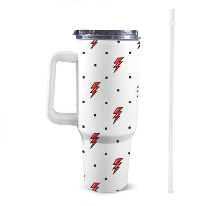 Red Lightning - 40oz Tumbler with White Handle