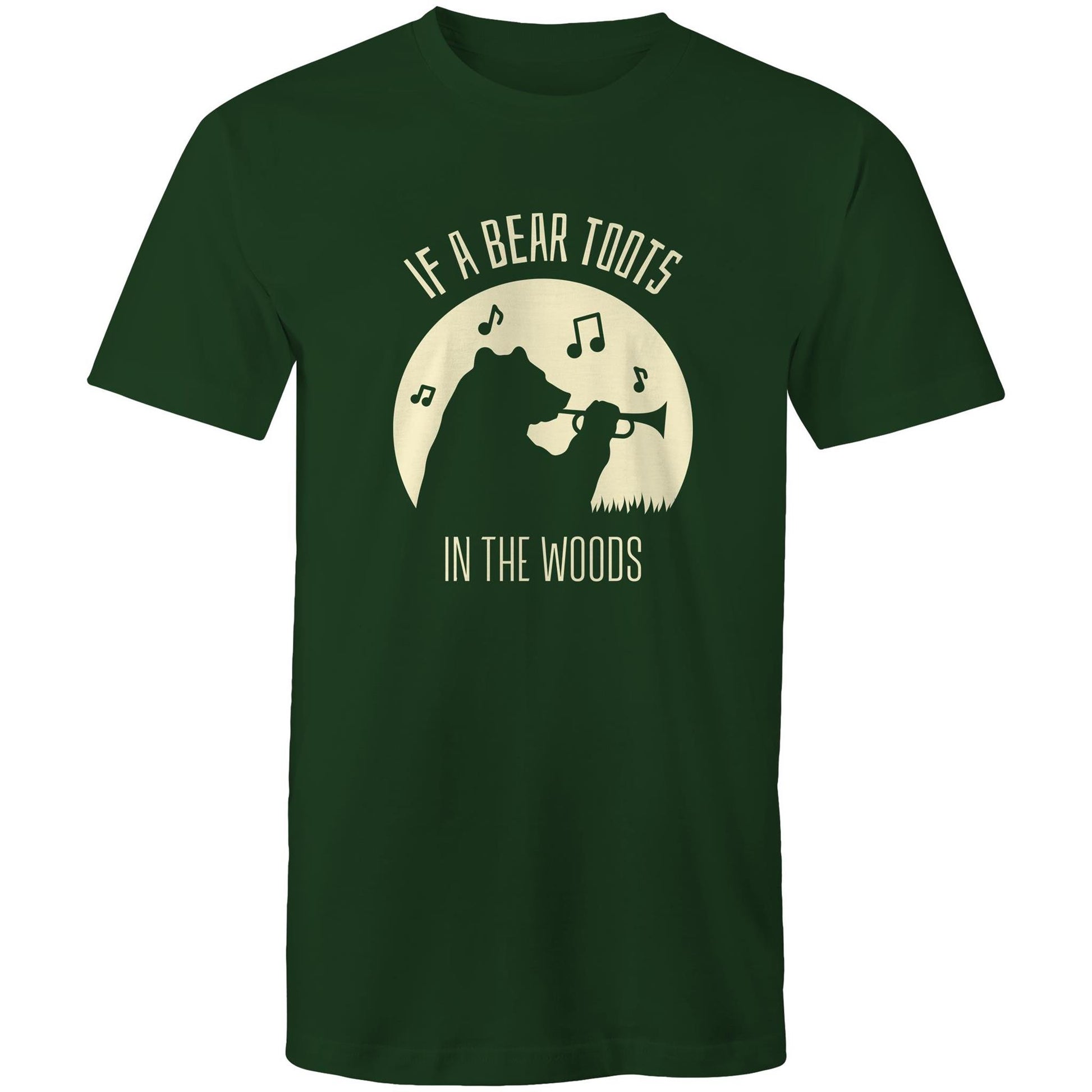 If A Bear Toots In The Woods, Trumpet Player - Mens T-Shirt Forest Green Mens T-shirt animal Music