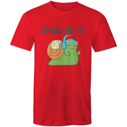 Snailing It - Short Sleeve T-shirt Red Fitness T-shirt