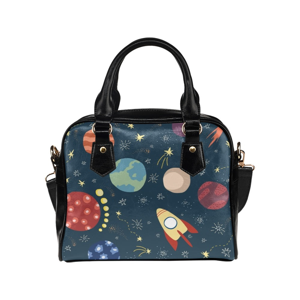 Rocket and Planets In Space - Shoulder Handbag