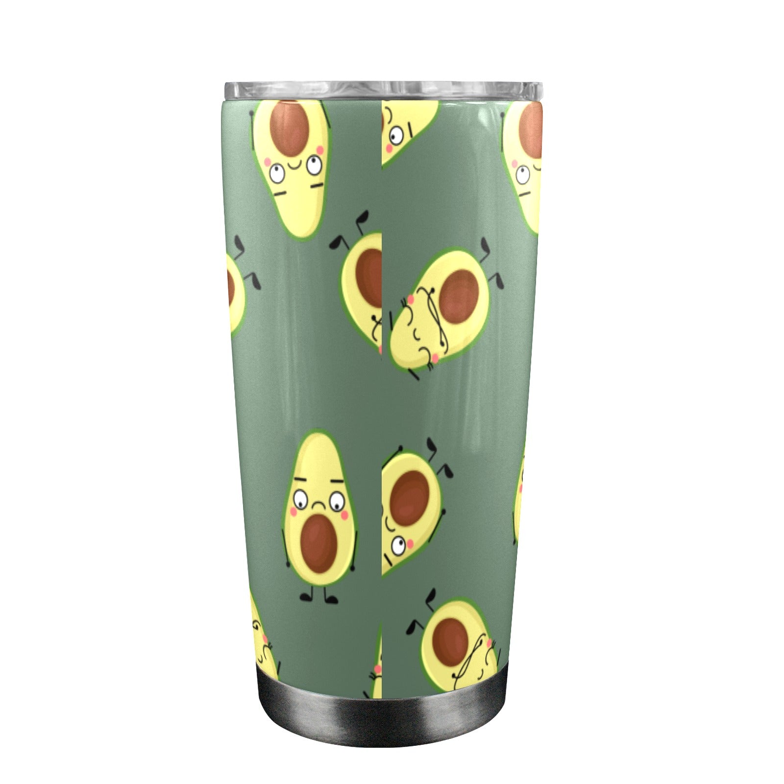 Avocado Characters - 20oz Travel Mug with Clear Lid Clear Lid Travel Mug Food Printed Offshore