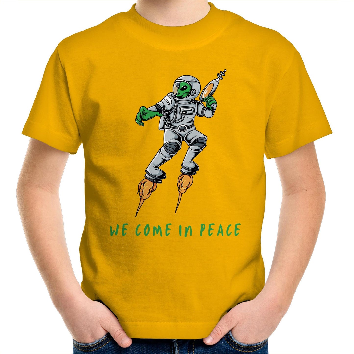 Alien Invasion, We Come In Peace - Kids Youth T-Shirt