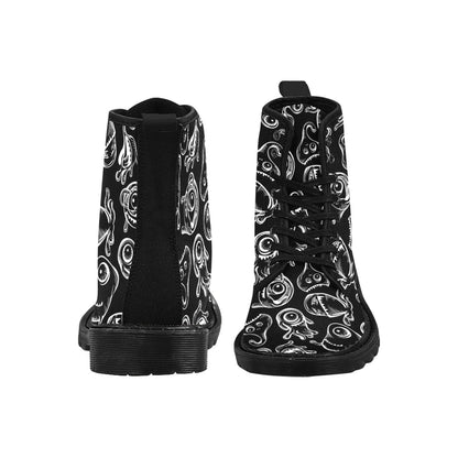 Monsters In Black And White - Martin Boots for Women (Black)