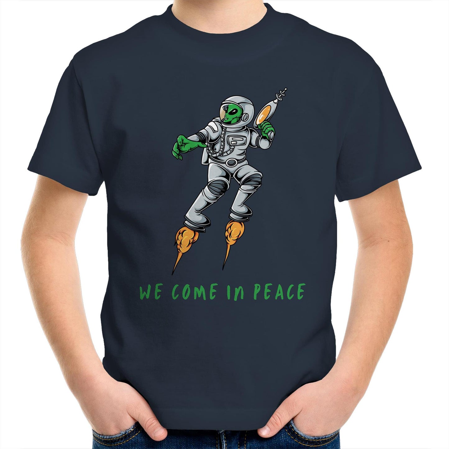 Alien Invasion, We Come In Peace - Kids Youth T-Shirt