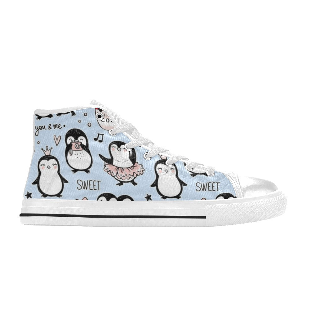 Penguin Love - Kids' High Top Canvas Shoes